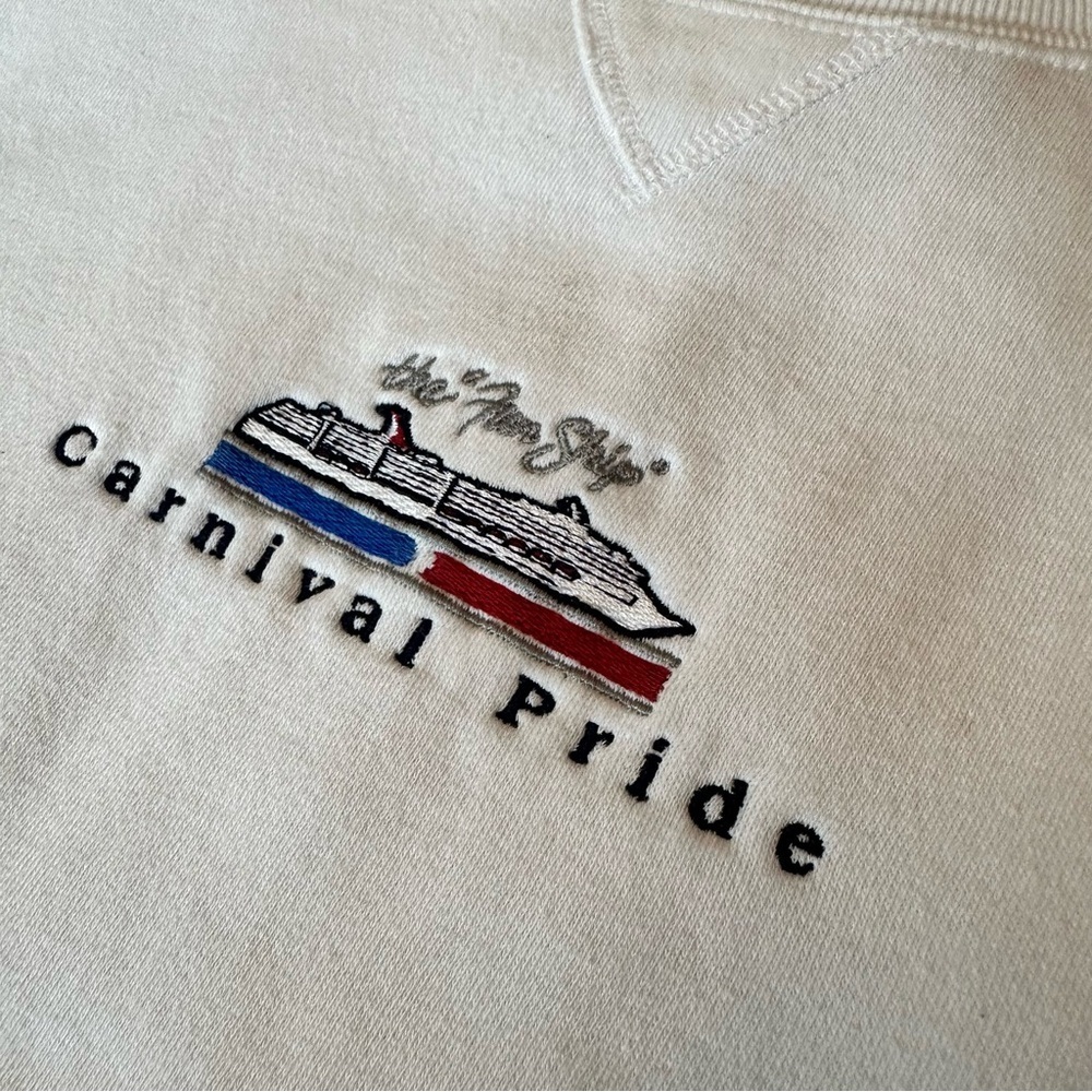 Vintage Carnival Pride Gear Sports Embroidered Crew Sweatshirt White Women’s XL - Picture 3 of 6